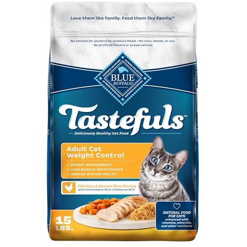 Blue Buffalo Tastefuls Natural Food for Adult Cats, Weight Control, 15-lb. Bag