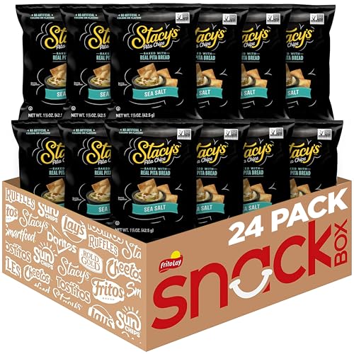 Stacy’s Pita Chips, Sea Salt, No Artificial Colors or Flavors, 1.5 Oz (Pack of 24)