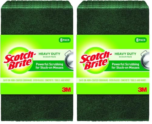 Scotch-Brite Heavy Duty Scour Pads, Scouring Pads for Kitchen and Dish Cleaning, 8 Pads (Pack of 2)