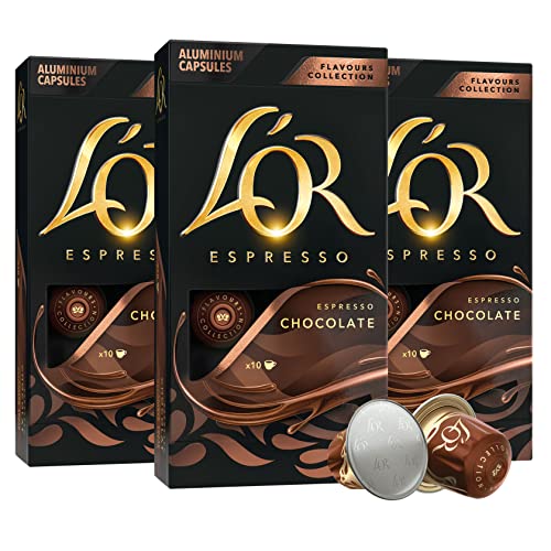 L'OR Espresso Capsules, 30 Count Chocolate, Single-Serve Aluminum Coffee Capsules Compatible with the L'OR BARISTA System & *Nespresso Original Machines, 30 Count (Pack of 30)