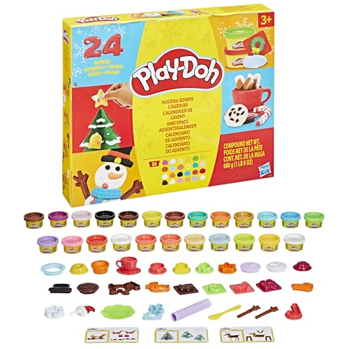 Play-Doh Holiday Advent Calendar for Kids 3 and Up, 24 Day Countdown, Multiple Surprise Gifts Behind Each Door, Arts & Crafts