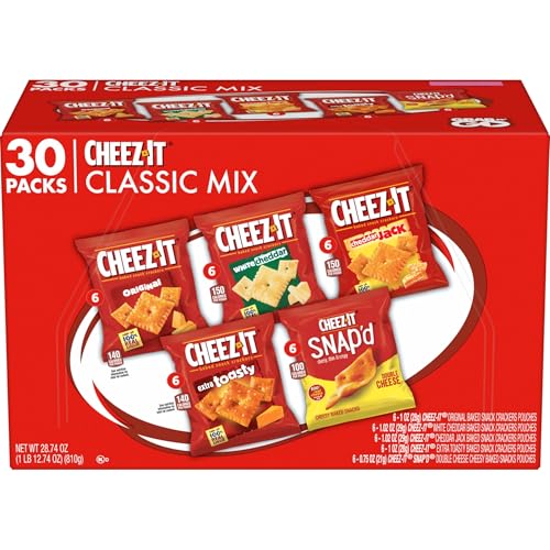 Cheez-It Cheese Crackers, Baked Snack Crackers, Office and Kids Snacks, Variety Pack, 28.74oz Box (30 Packs)