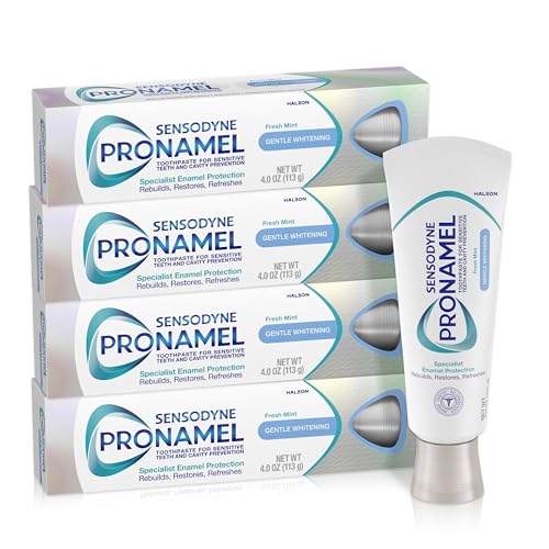 Sensodyne Pronamel Gentle Teeth Whitening Enamel Toothpaste for Sensitive Teeth, to Reharden and Strengthen Enamel, Amazon Exclusive, Fresh Mint - 4 Ounces (Pack of 4)