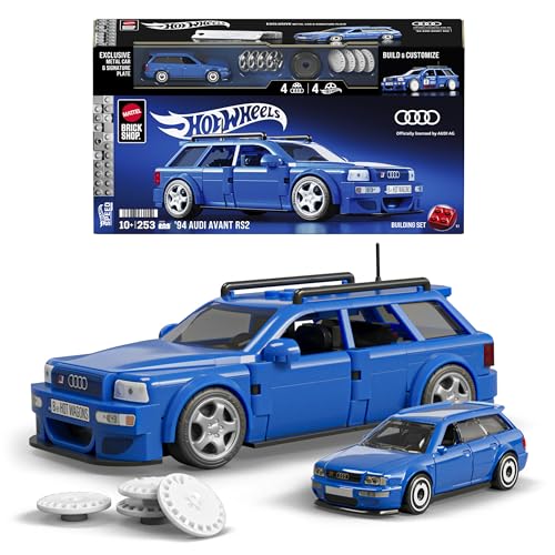 Mattel Brick Shop Hot Wheels Speed Series Building Set, ’94 Audi Avant RS2 with 253 Pieces, Realistic Details and Custom Decals, Adult Collectors and Kids Ages 10+