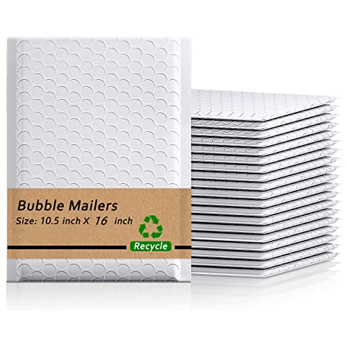 Sissinoceros Bubble Mailers 10.5x16 inches | Padded Envelopes Mailers | Sealing Shipping Bags for Small Business, Shipping Envelopes with Self Sealing, Waterproof and TearProof, White