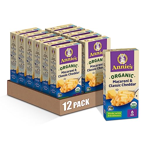 Annie's Organic Macaroni and Classic Cheddar, Made with Real Cheese, 6 oz (Pack of 12)