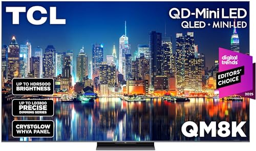 TCL 65 Inch Class QM8K Series | Mini LED QLED 4K HDR | 65QM8K, 2025 Model | 120HZ-144HZ Anti Reflective Wide Angle Screen Smart Google TV Dolby Atmos | Voice Remote Alexa Gaming Streaming Television