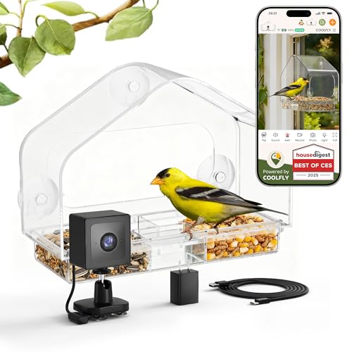 Window Bird Feeder with Strong Suction Cups & Smart Waterproof Bird Camera