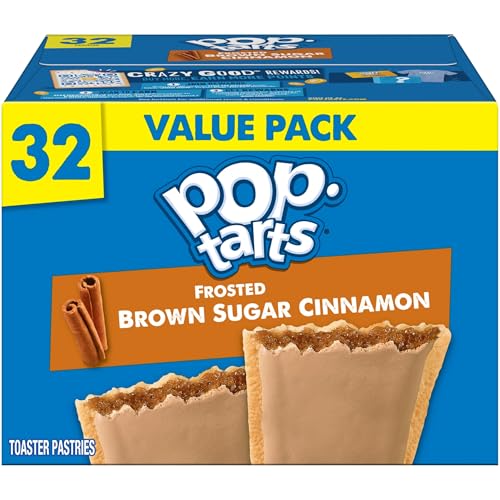 Pop-Tarts Toaster Pastries, Breakfast Foods, Kids Snacks, Family Pack, Frosted Brown Sugar Cinnamon (32 Pop-Tarts)