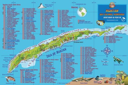 Roatan Map & Fish Poster