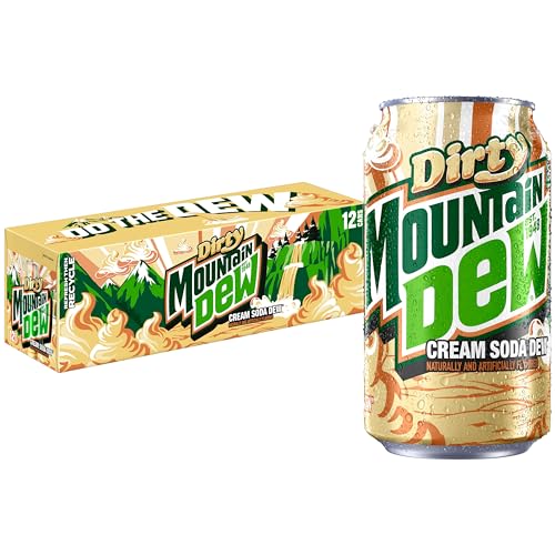 Mountain Dew Soda Pop, Dirty Mountain Dew, Cream Soda Dew, 12 fl oz Cans, (12 Pack)