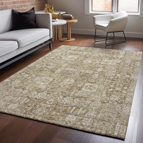 Addison Rugs Mayfield AMF637 Brown 9' x 12' Indoor Premium Machine Washable Rug, Silky Soft, Easy Clean, Non Shedding, Bedroom, Living Room, Dining Room, Kitchen, Patio Rug