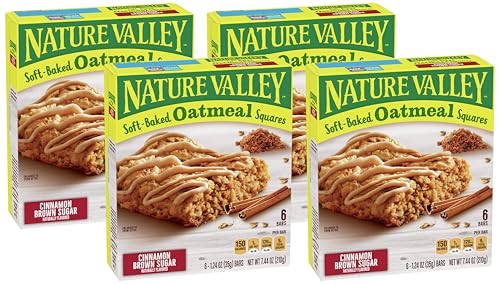 Nature Valley Soft-Baked Oatmeal Squares, Cinnamon Brown Sugar, 7.44 OZ, 6 ct (Pack of 4)