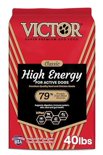 VICTOR Super Premium Dog Food – High Energy Dry Dog Food for Active Dogs – Gluten Free Canine Kibble with Beef and Chicken Meal Proteins for Sporting Dogs – All Breeds and All Life Stages, 40 lb