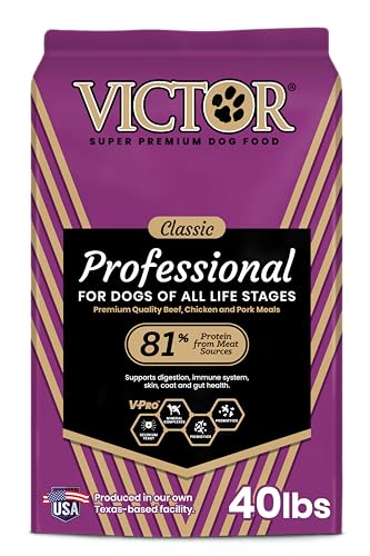 VICTOR Super Premium Dog Food – Professional Dry Dog Food – Super Premium Kibble with 26% Protein – Gluten-Free with Beef, Chicken & Pork Meals – for High Energy and Active Dogs & Puppies, 40lbs