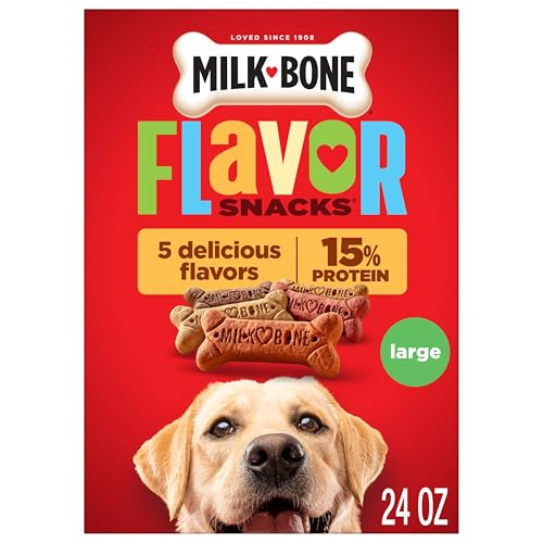 Milk-Bone Flavor Snacks Large Dog Biscuits, Flavored Crunchy Dog Treats, 24 Oz. Box