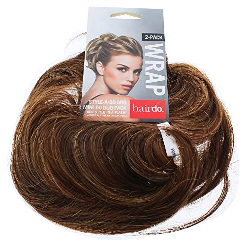 HairDo Style-a-Do/Mini-Do Duo Pack Color R28S GLAZED FIRE - Hairdo Set of 2 Hair Wraps Tru2Life Heat Friendly Synthetic Formal Updo Bun Hairpiece