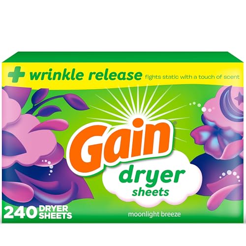Gain Moonlight Breeze Anti Static Dryer Sheet, For Laundry Wrinkle Care, 240 Count