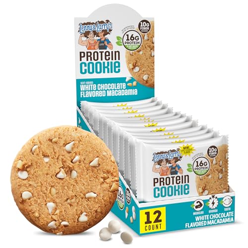 Lenny & Larry's Protein Cookie, White Chocolate Macadamia – High Protein Snacks with 16g Plant Protein, 10g Fiber, Soft-Baked, Vegan, Non-GMO | 4oz, Pack of 12