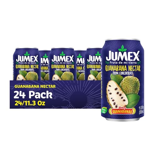 Jumex Soursop Juice Nectar - Made with Guanabana Fruit Puree - Guanabana Juice Concentrate for Tropical Fruit Smoothie Mix, Cocktail Mixers & Kids Drinks & Beverages - 11.3oz, 24 Pack Canned Drinks