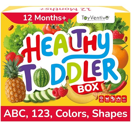 TOYVENTIVE Preschool Learning Activities, Montessori Toys for 1 Year Old, Toddler Toys 1-2, Learning Toys for 1 Year Old, Learning Toys for 2 Year Olds, Educational Flashcards, Food Toy Play Kit