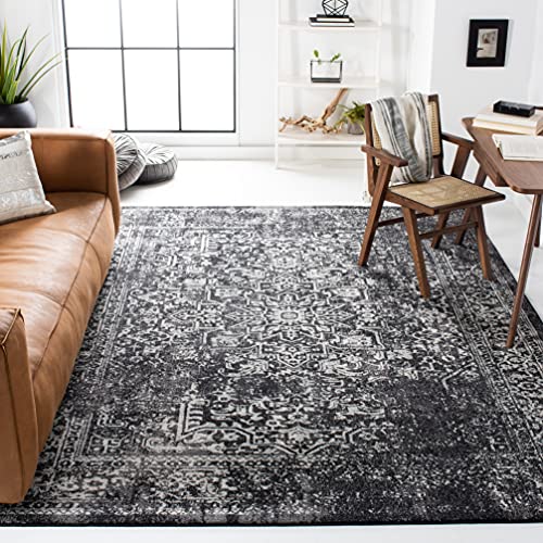 SAFAVIEH Area Rug 10x14 - Evoke Collection - Large - Black & Grey, Distressed Design, Non-Shedding & Easy to Clean, Ideal for Living Room, Bedroom, Dining Space (EVK256R)