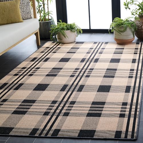 SAFAVIEH Area Rug 6x9 - Natural Fiber Collection - Natural & Black, Sisal, Slip Resistant, Ideal for Living Room, Bedroom, Dining Space (NF157Z)
