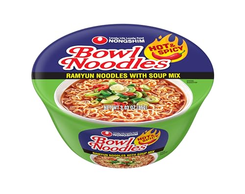 Nongshim Ramen Noodles, Gourmet Instant Ramen bowl, Premium Microwavable Noodle Soup, Hot & Spicy, 3.03 Ounce (Pack of 6)