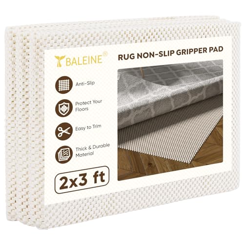 BALEINE Non Slip Rug Pad Rug Gripper for Hardwood Floors, Extra Thick Non Slip Mat Under Carpet (2'x3')