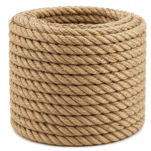 Natural Jute Rope Thick Hemp Rope (1/2 Inch x 150 Feet) Strong Jute Twine for DIY Crafts Gardening Hammock Home Decorating