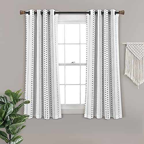 Lush Decor Hygge Stripe Light Filtering Window Curtain Panels Pair 52" W x 63" L Black & White - Striped Curtains for Bedroom - Living Room Curtains