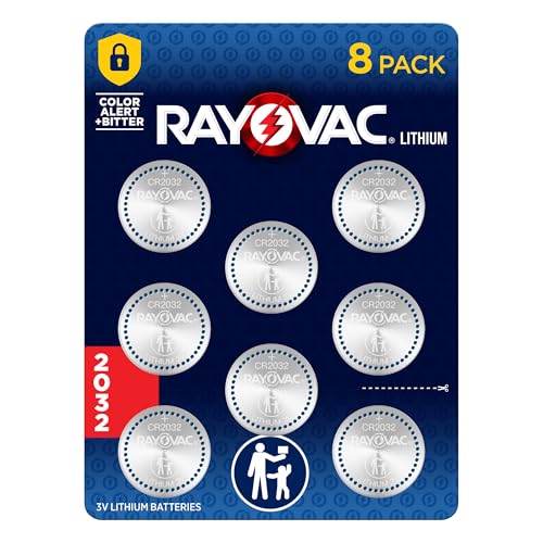 Rayovac Lithium Coin Cell Batteries Size 2032 3V, 8 Pack