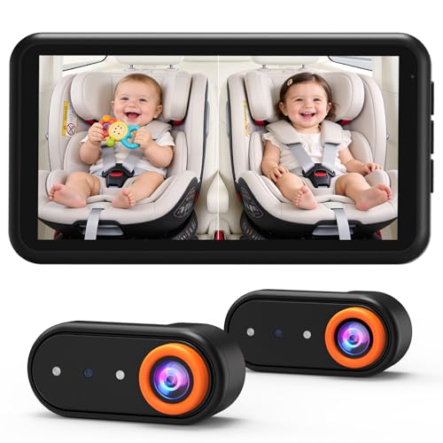 LUCKVIEW BM2 PRO Dual Baby Car Camera, 5.2" 1080P HD Display for Rear-Facing Car Seats, IR Night Vision, Anti-Shake Mount, Easy Install – Ideal for Parents with 2 Kids and Pets
