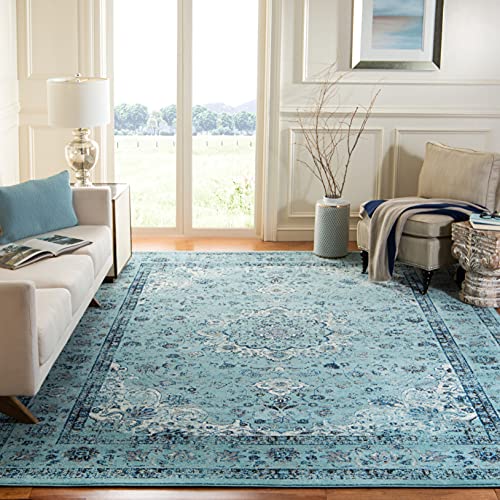 SAFAVIEH Area Rug 3x5 - Evoke Collection - Light Blue, Shabby Chic Oriental Medallion Design, Non-Shedding & Easy to Clean, Ideal for Living Room, Bedroom, Dining Space (EVK220E)