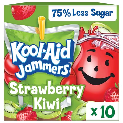 Kool-Aid Jammers Artificially Flavored Drink, 1 Pouches, for School Lunches and On-the-Go Hydration, Strawberry Kiwi Flavor, Excellent Source of Vitamin C, 6 fl oz