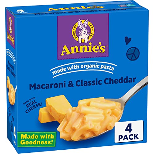 Annie’s Classic Cheddar Macaroni and Cheese Dinner with Organic Pasta, Kids Mac & Cheese Dinner, 6 OZ (Pack of 4)
