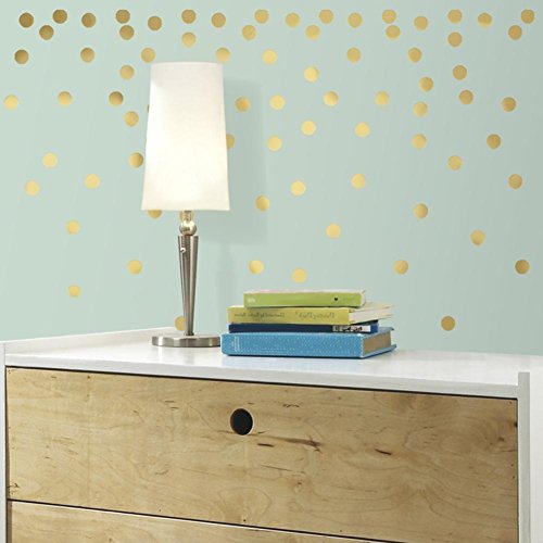 RoomMates RMK3073SCS Metallic Gold Confetti Dots Peel and Stick Wall Decals