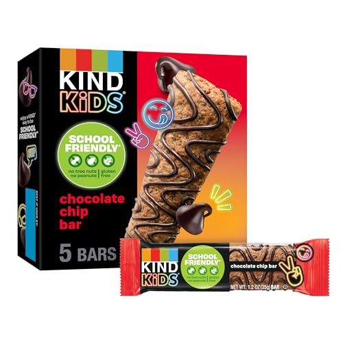 KIND Kids Granola Bars, Chocolate Chip, Gluten Free, Low Sodium, Peanut and Tree Nut Free Snacks, 5g Protein, 5 Count