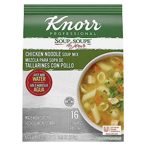 Knorr Professional Soup du Jour Chicken Noodle Soup Mix No added MSG, 0g Trans Fat per Serving, Just Add Water, 13.3 oz, Pack of 4
