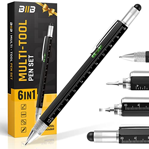 BIIB 6 in 1 Multitool Pen, Mens Gifts for Dad Boyfriend Husband, Anniversary Birthday Father‘s Day Gifts for Men, Gift for Men Who Have Everything, Dad Gift from Daughter Son, Cool Tools Gadgets