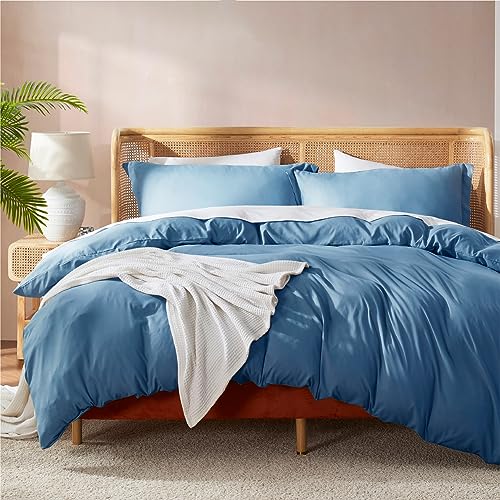 Nestl Blue Heaven California King Duvet Cover Sets - Soft Double Brushed Cal King Duvet Cover, 3 Piece, with Button Closure, 1 Duvet Cover 104x98 inches and 2 Pillow Shams