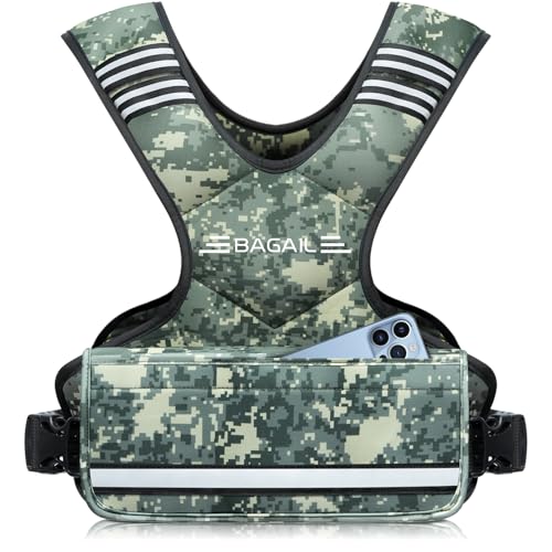 BAGAIL Adjustable Weighted Vest for Women 4-10lb, Comfortable U-Neck Rucking Vest with 6 Removable Weights, Storage Pocket and Reflective Strips for Walking, Jogging, Weight Loss & Home Workouts