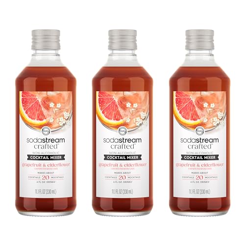 SodaStream Crafted Cocktail Mixers: Grapefruit & Elderflower Flavor, Non-alcoholic mixers expertly crafted for sparkling cocktails & mocktails, 11.1 FL OZ (Pack of 3)