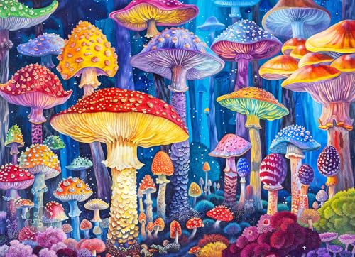 Lucky Puzzles - Enchanted Fungi Forest - 1000 Piece Jigsaw Puzzle for Adults | Whimsical Mushroom Puzzle | Vibrant Fantasy Artwork | Challenging and Fun Puzzle Experience