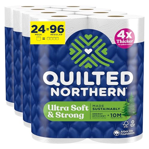 Quilted Northern Ultra Soft & Strong Toilet Paper, 24 Mega Rolls = 96 Regular Rolls, 5X Stronger*, Premium Soft Toilet Tissue
