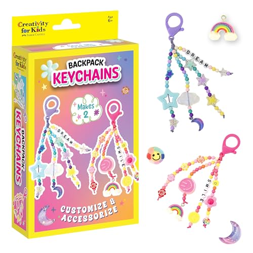Creativity for Kids Backpack Keychains Mini Kit | Make 2 Trendy Keychains with Beads & Charms | DIY Craft Kit for Kids | Great for Travel, Parties & Gifts | Easter Basket Stuffers (Ages 6+)