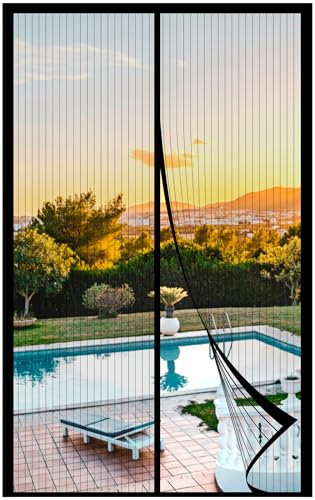 METAONLY Magnetic Screen Door Mesh Fits 36" x 80" Door - Curtain Size 38" x 82", Works for Patio, Sliding Door, Keeps Bug Mosquito Out, Fresh Air Flow, Black