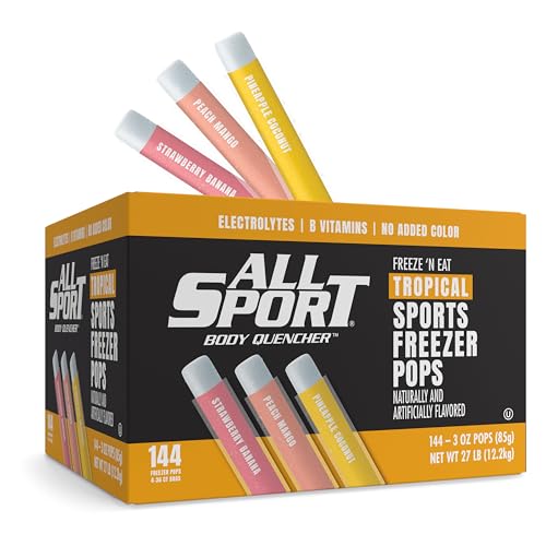 All Sport Tropical - Freezer Pops, Giant Sized 3oz, 144 CT Refreshing Ice Pops with Electrolytes