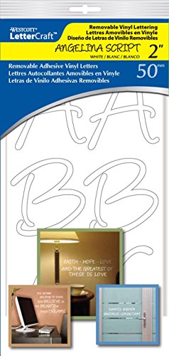 Westcott LetterCraft Removable Vinyl Lettering, Angeline Script, 2", White (15824)