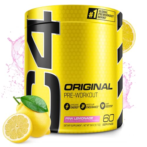 C4 Original Pre Workout Powder Pink Lemonade Vitamin C for Immune Support Sugar Free Preworkout Energy for Men & Women 150mg Caffeine + Beta Alanine + Creatine 60 Servings